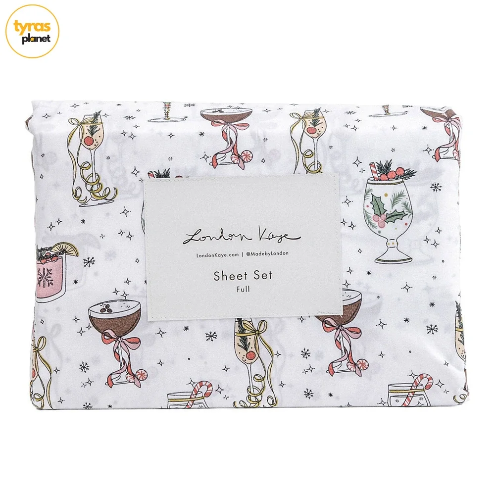 LONDON KAYE Deck The Cocktails Sheet Set 4pc‎ Set - Size Full